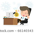 Coronavirus quarantine concept. man working at home. stay at home, male sitting and working on laptop. people with computer. Prevent infection spreading isolated on white background vector 66140343