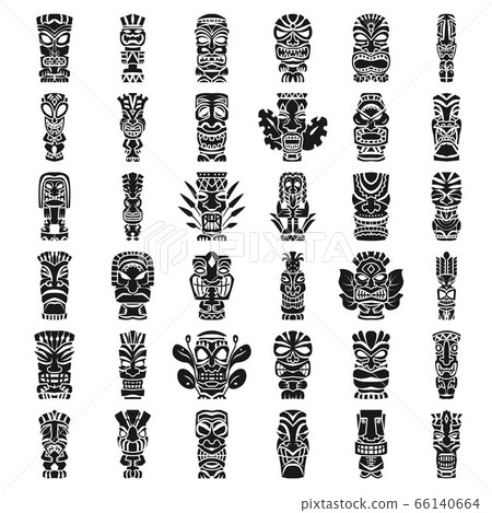 Tiki idols icon set, simple style 66140664