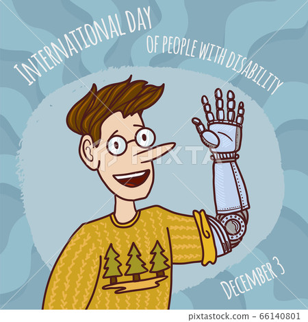 World disability day man prosthesis hand concept background, hand drawn style World disability day man prosthesis hand concept background, hand drawn style 66140801