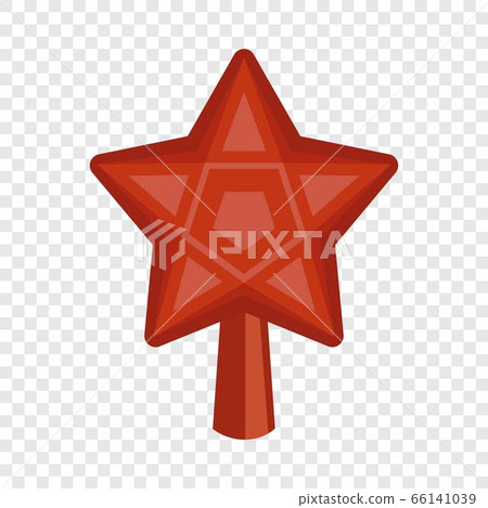 Red star fir tree icon, flat style Red star fir tree icon, flat style 66141039