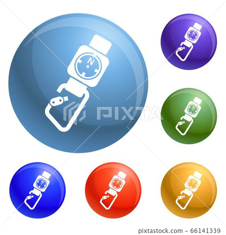 Climb tool compass icons set vector 66141339