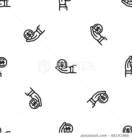 Coin in hand pattern seamless vector Coin in hand pattern seamless vector 66141968