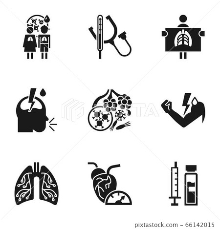 Pneumonia infection icon set, simple style-插圖素材 [66142015] - PIXTA圖庫