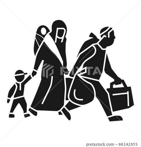 Migrant family leave home icon, simple style - Stock Illustration ...