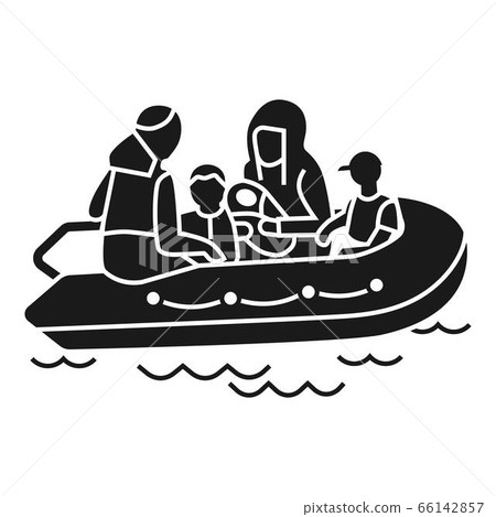 Migrant family boat icon, simple style 66142857