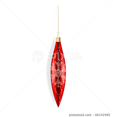 Red christmas cone toy icon, realistic style Red christmas cone toy icon, realistic style 66142995