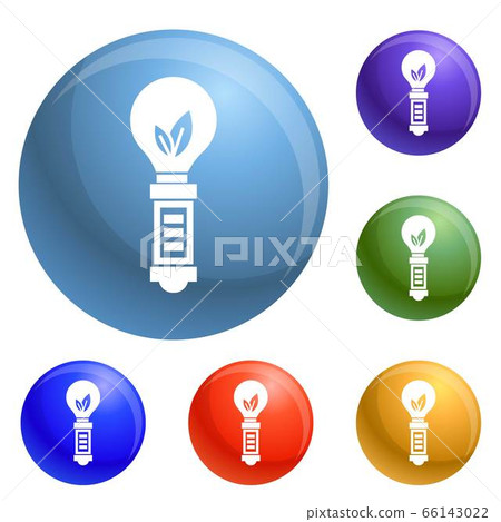 Hand eco bulb icons set vector 66143022