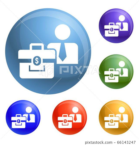 Man bribery money bag icons set vector Man bribery money bag icons set vector 66143247