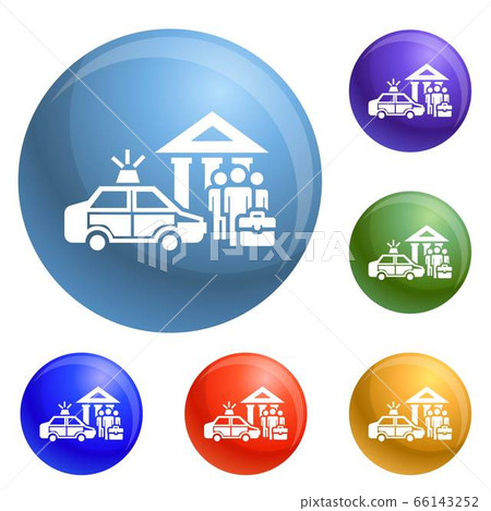 Police bribery case icons set vector Police bribery case icons set vector 66143252