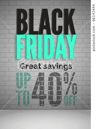 Black Friday 40 percent off sale realistic vector poster template 66143444