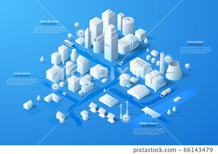 Vector isometric white city template 66143479