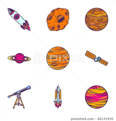 Space icon set, hand drawn style - Stock Illustration [66143930] - PIXTA