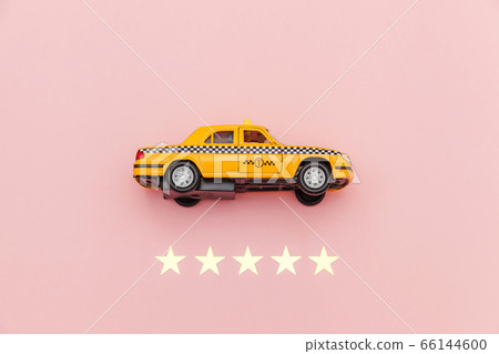Yellow toy car Taxi Cab and 5 stars rating Yellow toy car Taxi Cab and 5 stars rating 66144600
