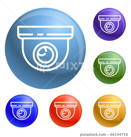 Indoor secyrity camera icons set vector Indoor secyrity camera icons set vector 66144758