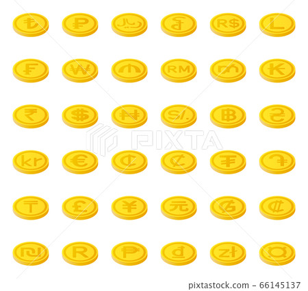 World currency symbol coins set 66145137
