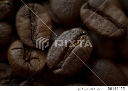 Extremely close-up background roasted coffee beans Extremely close-up background roasted coffee beans 66146455