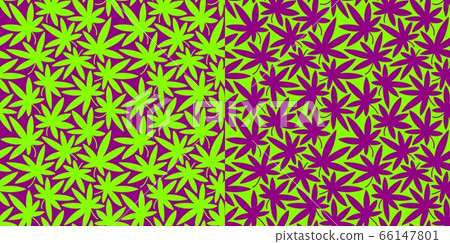 Abstract Seamless Green Pattern With Cannabis Leaves. Vector Illustration. 66147801