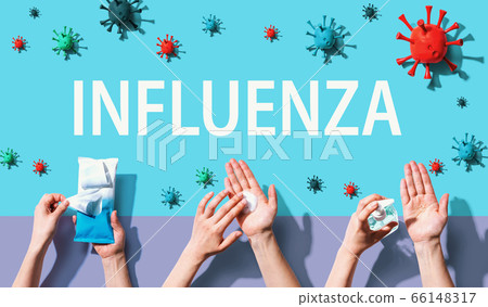 Influenza theme with person washing their hands 66148317