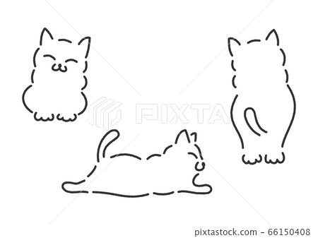 Simple line drawing cat_from 3 directions 66150408