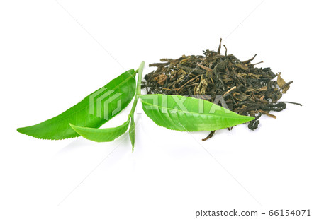 green tea leaf isolated on white background 66154071
