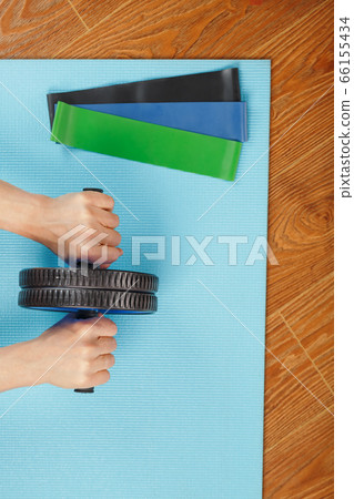 Sports blue roll for training the abs in the 66155434