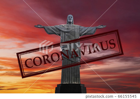 Coronavirus, Covid 19 epidemic in Brazil. Corcovado. Statue of Christ the Redeemer. 66155545