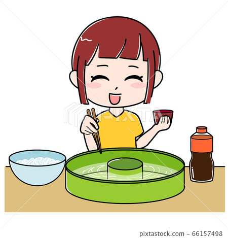 A woman who enjoys Nagashi Somen alone 66157498