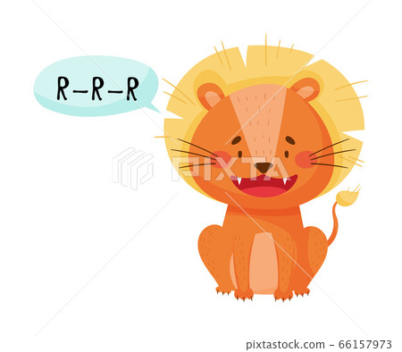 Lion with Open Mouth Making Roar Sound Isolated on White Background Vector Illustration 66157973