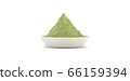 Powder green tea in small bowl white with clipping 66159394