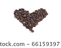 Love coffee beans  isolated on white . 66159397
