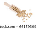 Soybean with wooden spoon isolated on a white. 66159399