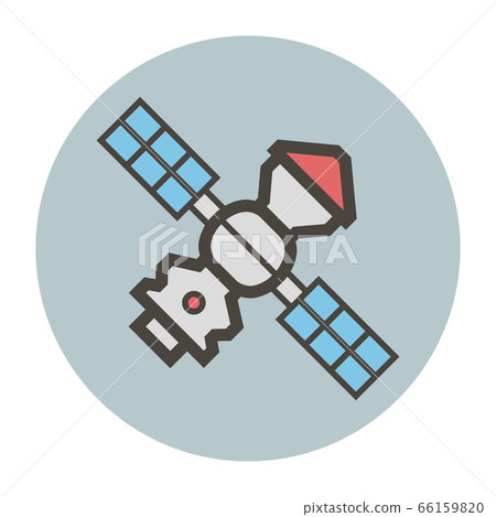 Space station with solar panels. Vector flat style - Stock Illustration ...