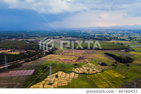 top view thunder storm sky Rain clouds 66160433
