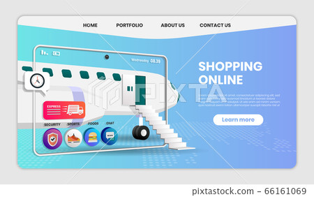 Shopping Online on Mobile Application with plane Shopping Online on Mobile Application with plane 66161069