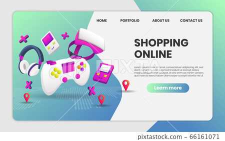Gaming device Vector for landing page.3d vector Gaming device Vector for landing page.3d vector 66161071