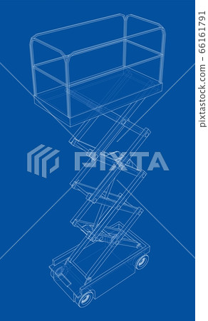 Scissor lift concept outline. Vector Scissor lift concept outline. Vector 66161791