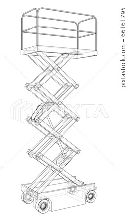Scissor lift concept outline. Vector Scissor lift concept outline. Vector 66161795