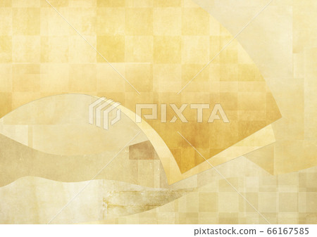 Japanese style background material-Gold leaf fan on gold paper Japanese style background material-Gold leaf fan on gold paper 66167585