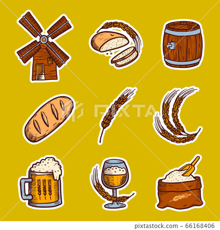 Barley icon set, hand drawn style Barley icon set, hand drawn style 66168406