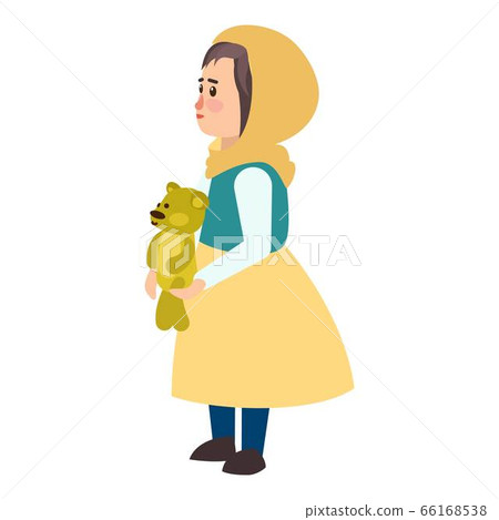 Girl teddy bear icon, flat style 66168538