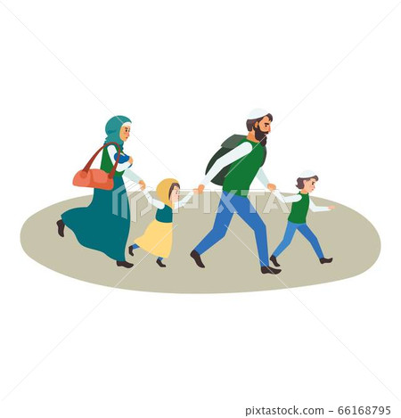 Refugee family icon, flat style Refugee family icon, flat style 66168795