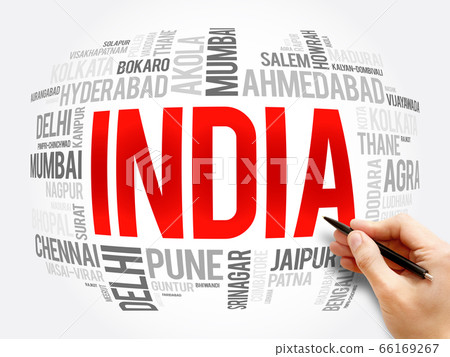 List of cities in India word cloud collage 66169267