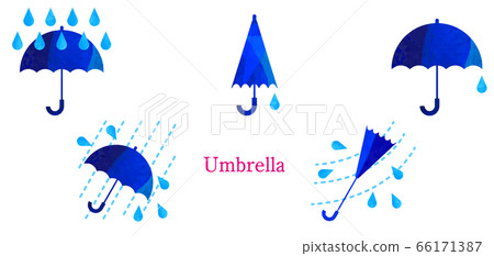Set of art weather illustrations in clipping style, umbrella, rain Set of art weather illustrations in clipping style, umbrella, rain 66171387