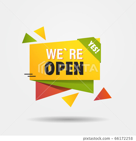 we are open again after coronavirus quarantine over sticker advertising campaign concept we are open again after coronavirus quarantine over sticker advertising campaign concept 66172258
