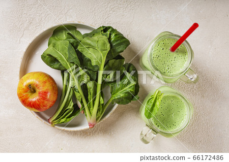 Spinach and yogurt smoothie with apple. Juicy Spinach and yogurt smoothie with apple. Juicy 66172486