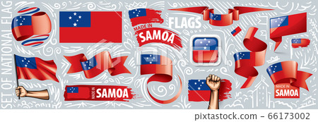 Vector set of the national flag of Samoa in various creative designs Vector set of the national flag of Samoa in various creative designs 66173002