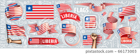 Vector set of the national flag of Liberia in various creative designs Vector set of the national flag of Liberia in various creative designs 66173003