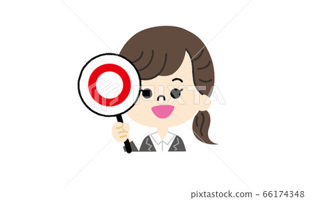 穿西裝帶有圓圈標記(沒有主線)的女人的插圖 穿西裝帶有圓圈標記(沒有主線)的女人的插圖 66174348