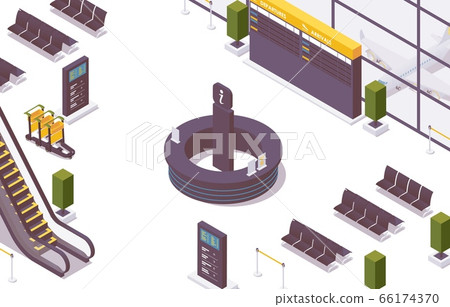 Isometric airport or train station information 66174370