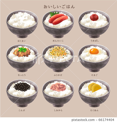 Hand-painted watercolor style rice companion and white rice 66174404